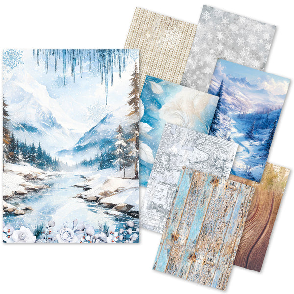 Ciao Bella WINTER WONDERLAND A5 Assorted Rice Paper Selection Decoupage 8 sheets #CBRS002