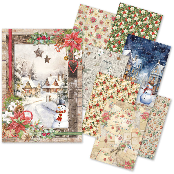 Ciao Bella CHRISTMAS VIBES A5 Assorted Rice Paper Selection Decoupage 8 sheets #CBRS004