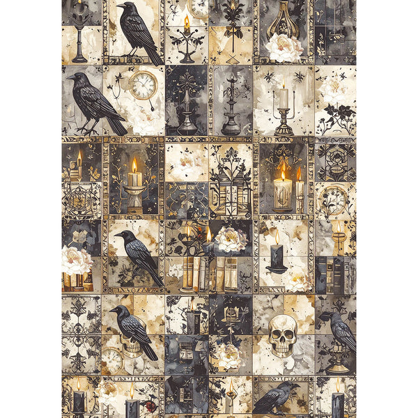 Ciao Bella DARK ACADEMIA A5 Assorted Rice Paper Selection Decoupage 8 sheets #CBRS020
