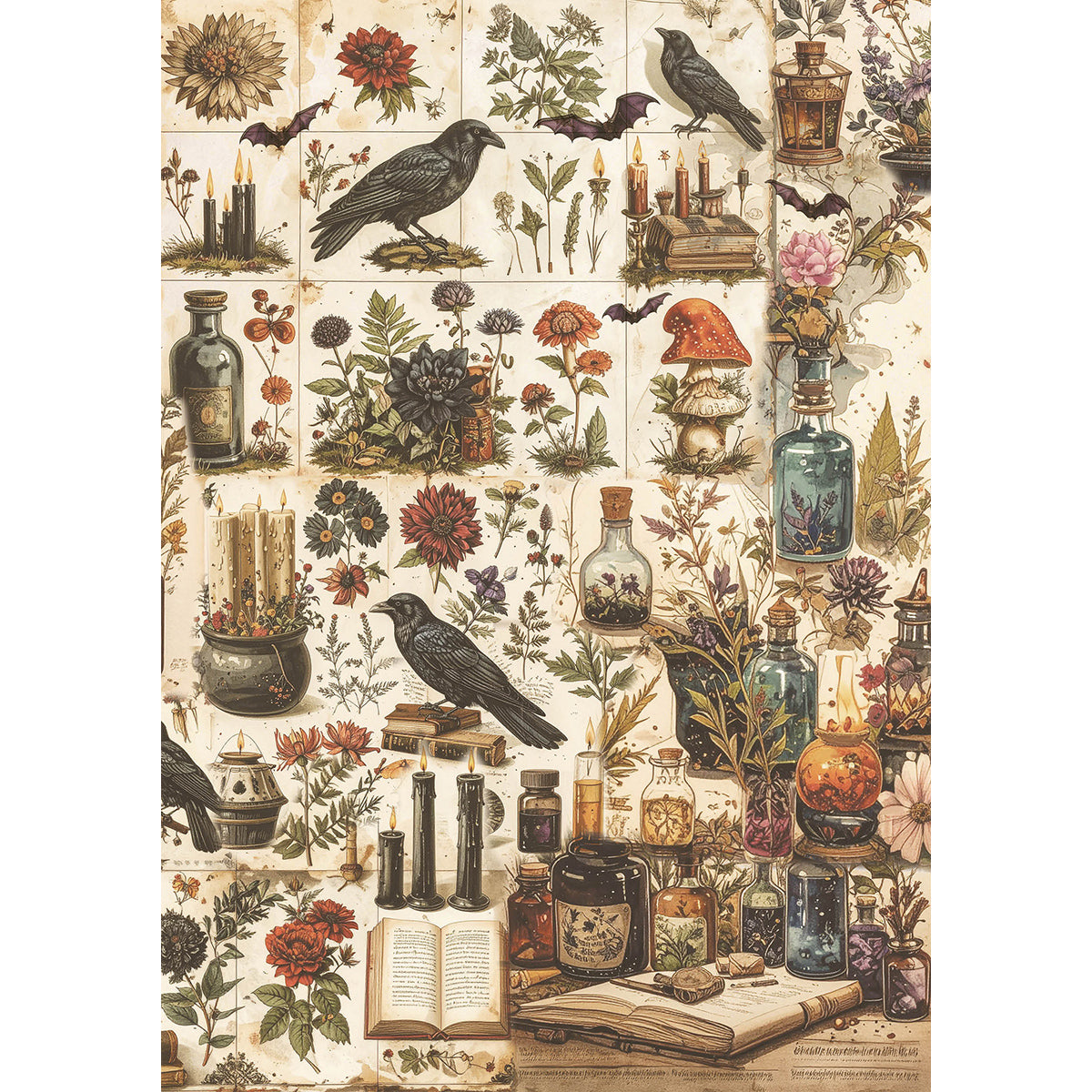 Ciao Bella DARK ACADEMIA A5 Assorted Rice Paper Selection Decoupage 8 sheets #CBRS020