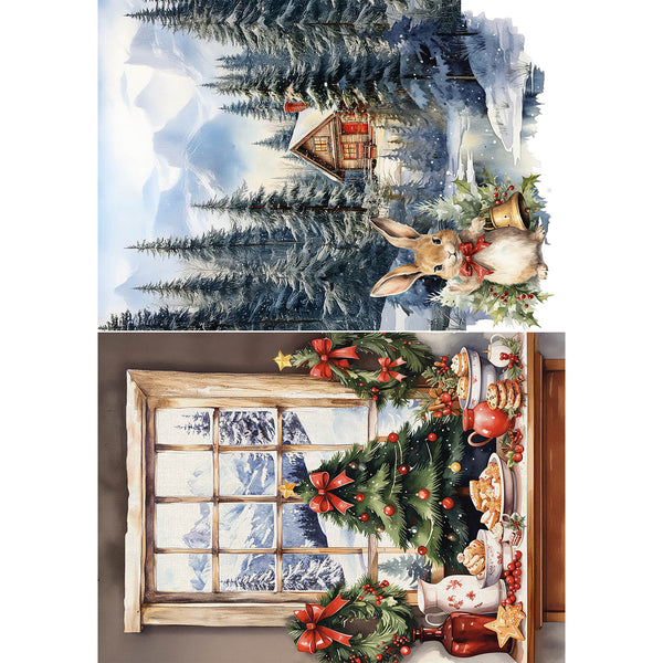 Ciao Bella HOT COCOA & HOLLY Winter Christmas A5 Assorted Rice Paper Selection Decoupage 8 sheets #CBRS021