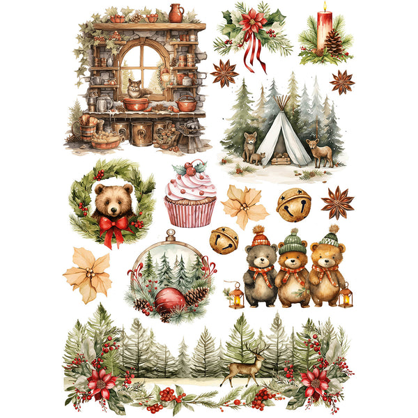 Ciao Bella HOT COCOA & HOLLY Winter Christmas A5 Assorted Rice Paper Selection Decoupage 8 sheets #CBRS021