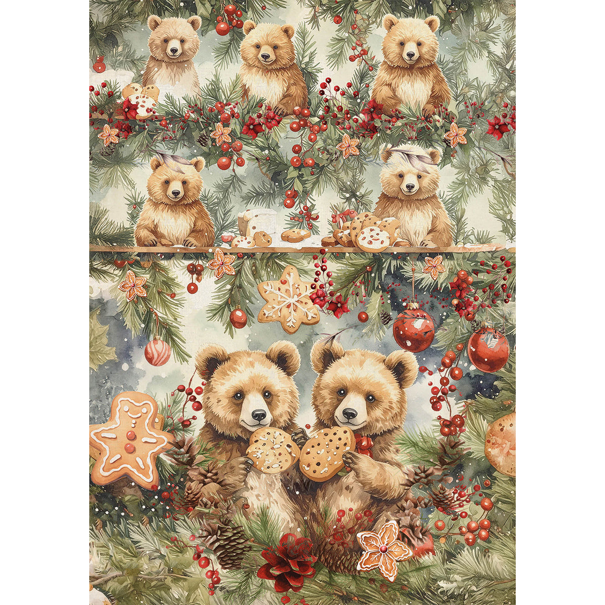 Ciao Bella HOT COCOA & HOLLY Winter Christmas A5 Assorted Rice Paper Selection Decoupage 8 sheets #CBRS021