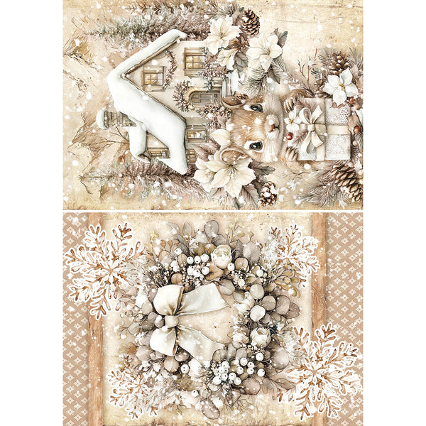 Ciao Bella WINTER SEASON A5 Assorted Rice Paper Selection Decoupage 8 sheets #CBRS022