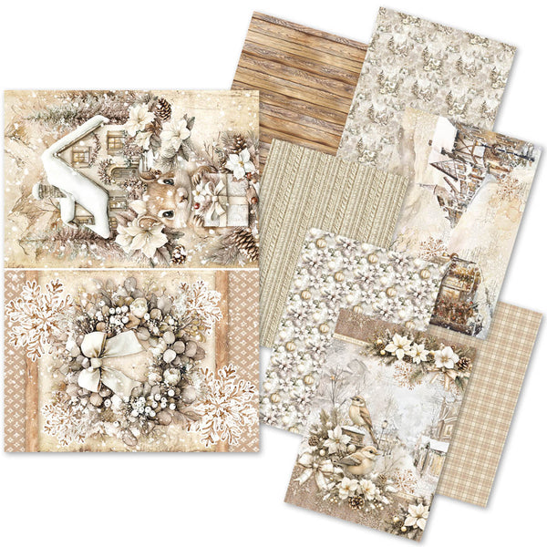 Ciao Bella WINTER SEASON A5 Assorted Rice Paper Selection Decoupage 8 sheets #CBRS022