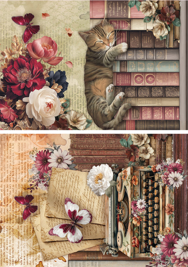 Ciao Bella BOOK LOVERS - A5 Assorted Rice Paper Selection Decoupage 8 sheets #CBRS026