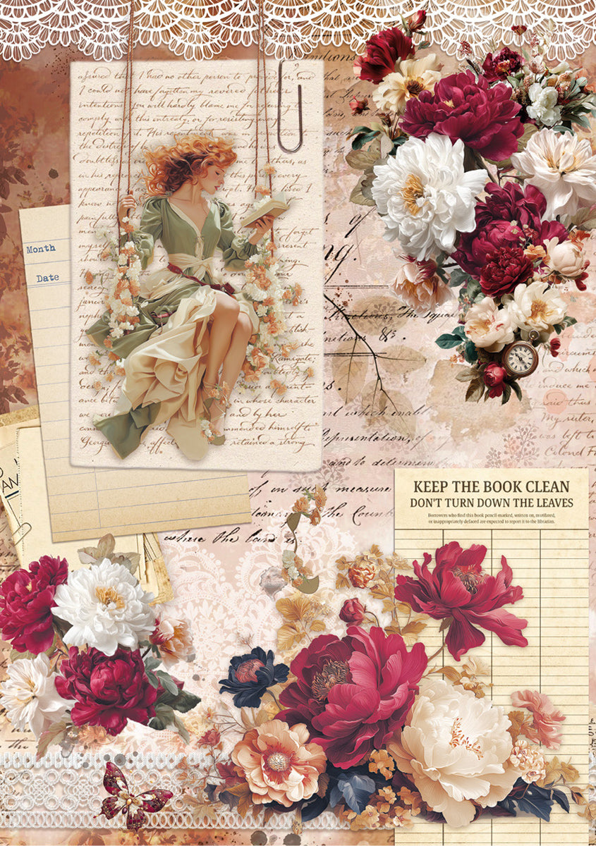 Ciao Bella BOOK LOVERS - A5 Assorted Rice Paper Selection Decoupage 8 sheets #CBRS026