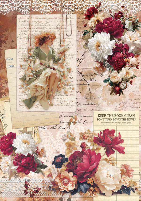 Ciao Bella BOOK LOVERS - A5 Assorted Rice Paper Selection Decoupage 8 sheets #CBRS026