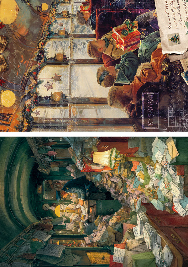 Ciao Bella POLAR RAILWAY - A5 Assorted Rice Paper Selection Decoupage 8 sheets #CBRS029