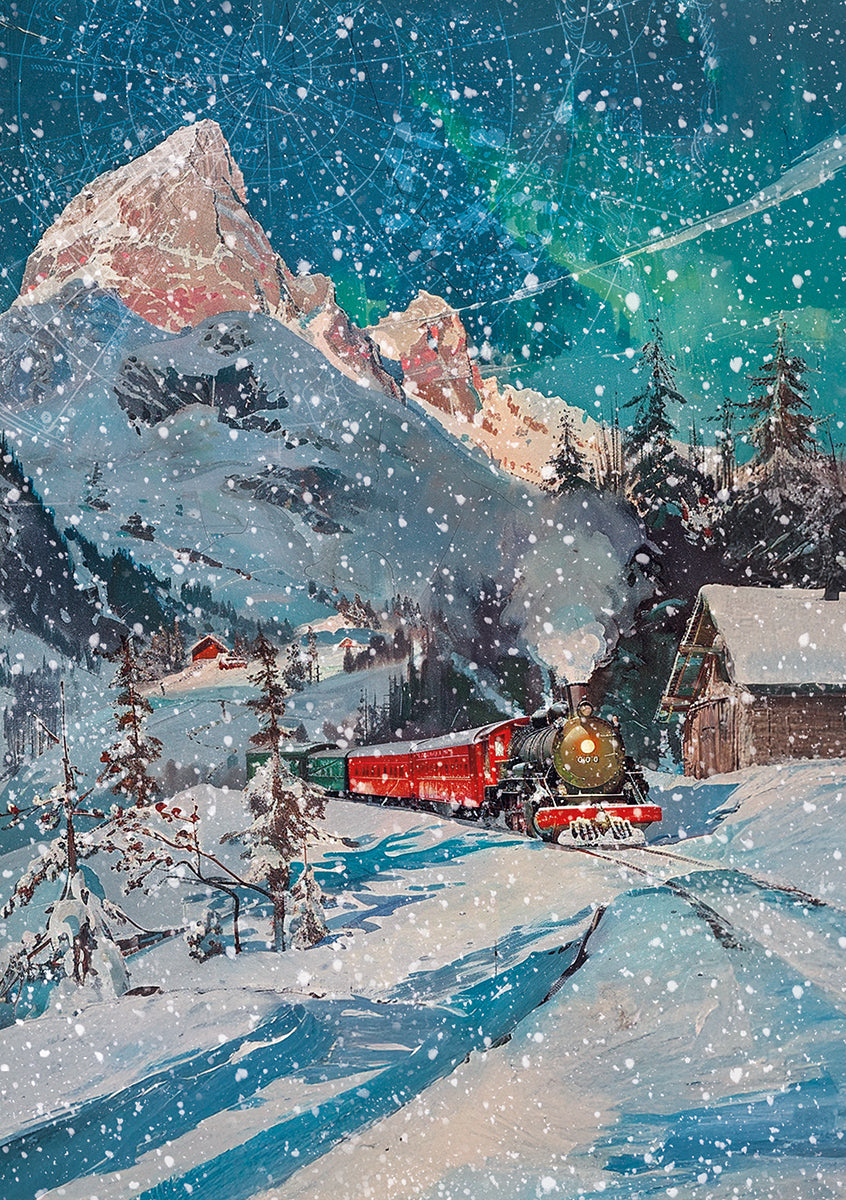 Ciao Bella POLAR RAILWAY - A5 Assorted Rice Paper Selection Decoupage 8 sheets #CBRS029
