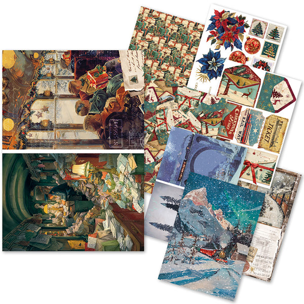 Ciao Bella POLAR RAILWAY - A5 Assorted Rice Paper Selection Decoupage 8 sheets #CBRS029
