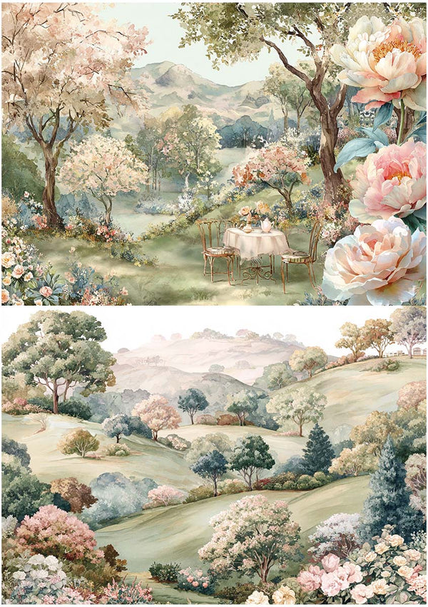 Ciao Bella AFTERNOON TEA - A5 Assorted Rice Paper Selection Decoupage 8 sheets #CBRS031