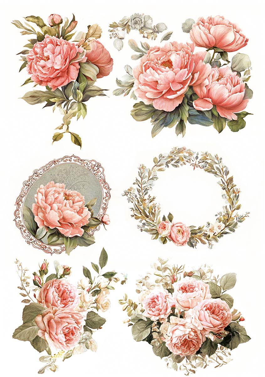 Ciao Bella AFTERNOON TEA - A5 Assorted Rice Paper Selection Decoupage 8 sheets #CBRS031