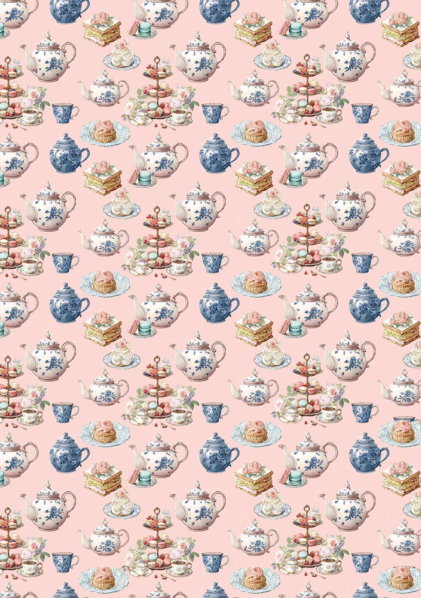 Ciao Bella AFTERNOON TEA - A5 Assorted Rice Paper Selection Decoupage 8 sheets #CBRS031
