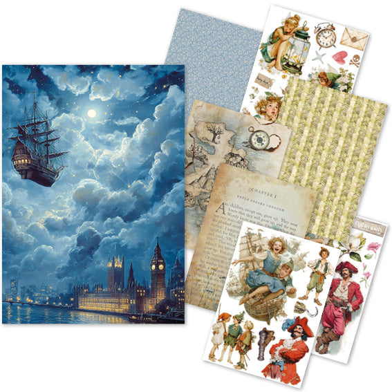 Ciao Bella NEVERLAND A5 Assorted Rice Paper Selection Decoupage 8 sheets #CBRS032