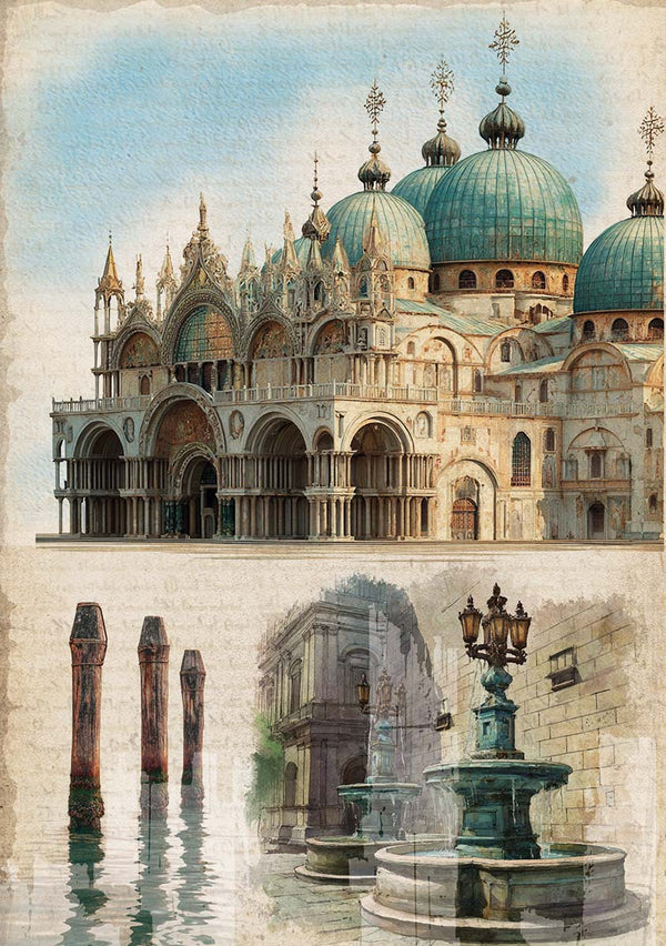 Ciao Bella A WALK IN VENICE A5 Assorted Rice Paper Selection Decoupage 8 sheets #CBRS034