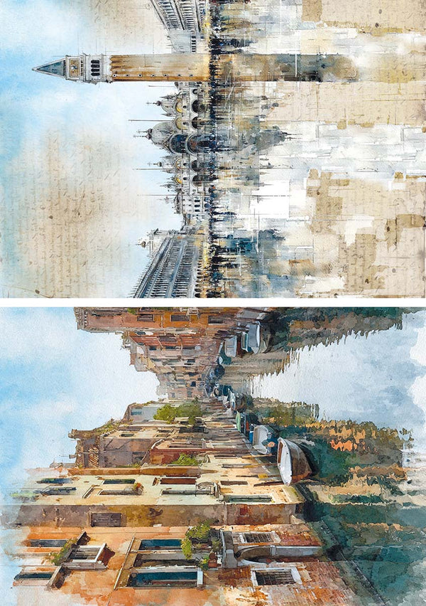 Ciao Bella A WALK IN VENICE A5 Assorted Rice Paper Selection Decoupage 8 sheets #CBRS034