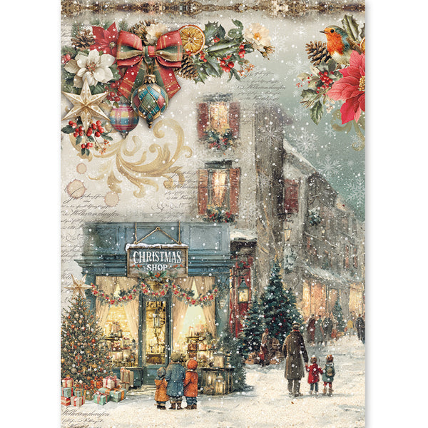 Ciao Bella MERRY and BRIGHT - A5 Assorted Rice Paper Selection Decoupage 8 sheets #CBRS045