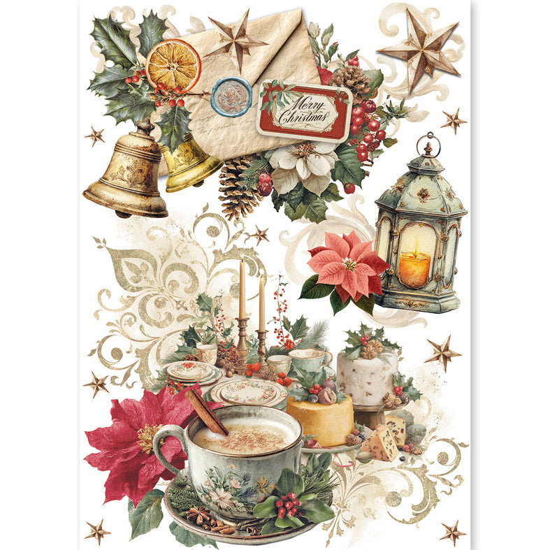 Ciao Bella MERRY and BRIGHT - A5 Assorted Rice Paper Selection Decoupage 8 sheets #CBRS045