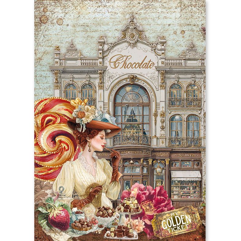 Ciao Bella CHOCOLATE WANDERLUST - A5 Assorted Rice Paper Selection Decoupage 8 sheets #CBRS047