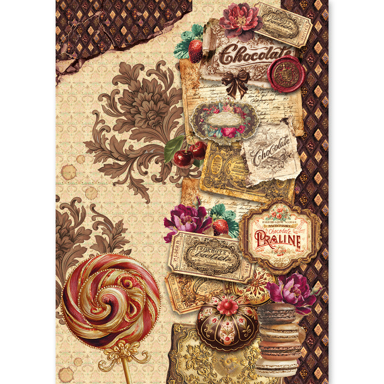 Ciao Bella CHOCOLATE WANDERLUST - A5 Assorted Rice Paper Selection Decoupage 8 sheets #CBRS047