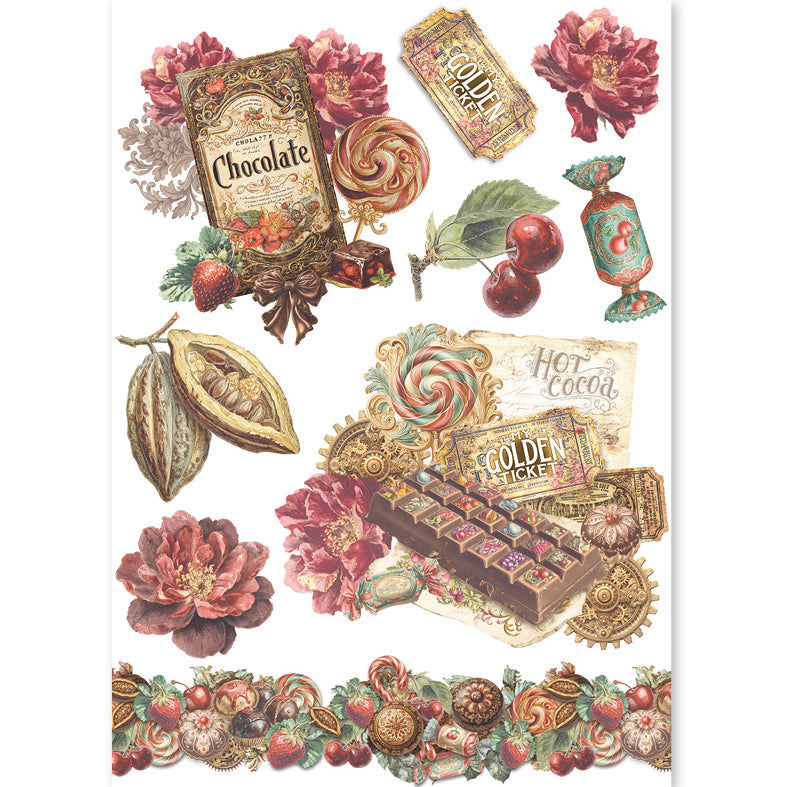 Ciao Bella CHOCOLATE WANDERLUST - A5 Assorted Rice Paper Selection Decoupage 8 sheets #CBRS047