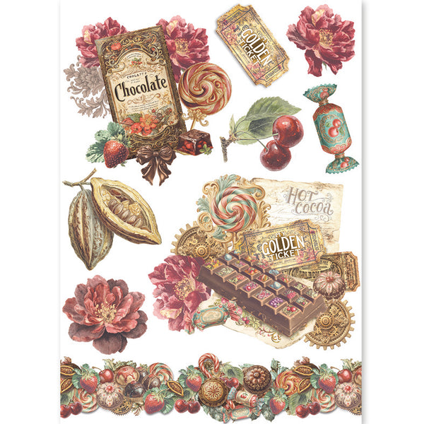 Ciao Bella CHOCOLATE WANDERLUST - A5 Assorted Rice Paper Selection Decoupage 8 sheets #CBRS047