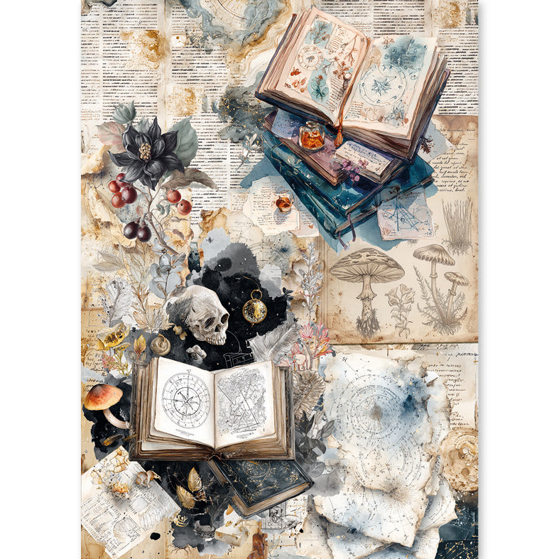 Ciao Bella THE WITCH'S GRIMOIRE - Halloween - A5 Assorted Rice Paper Selection Decoupage 8 sheets #CBRS048