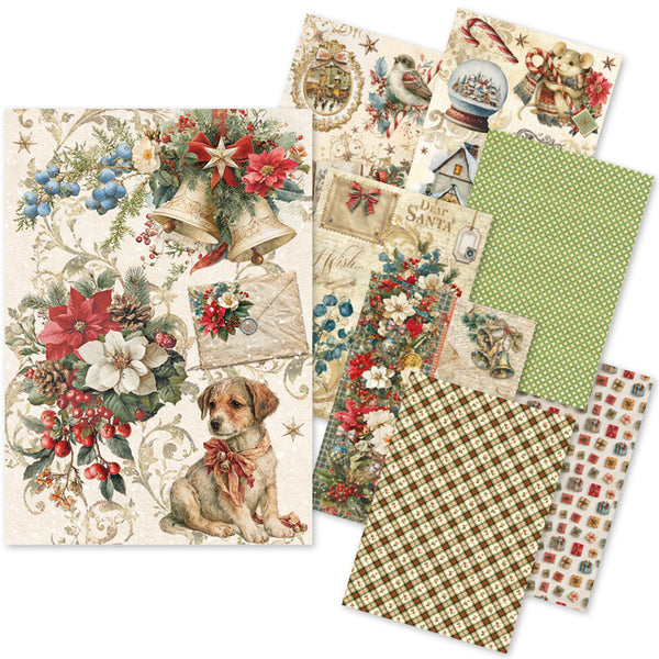 Ciao Bella COZY CHRISTMAS - A5 Assorted Rice Paper Selection Decoupage 8 sheets #CBRS050