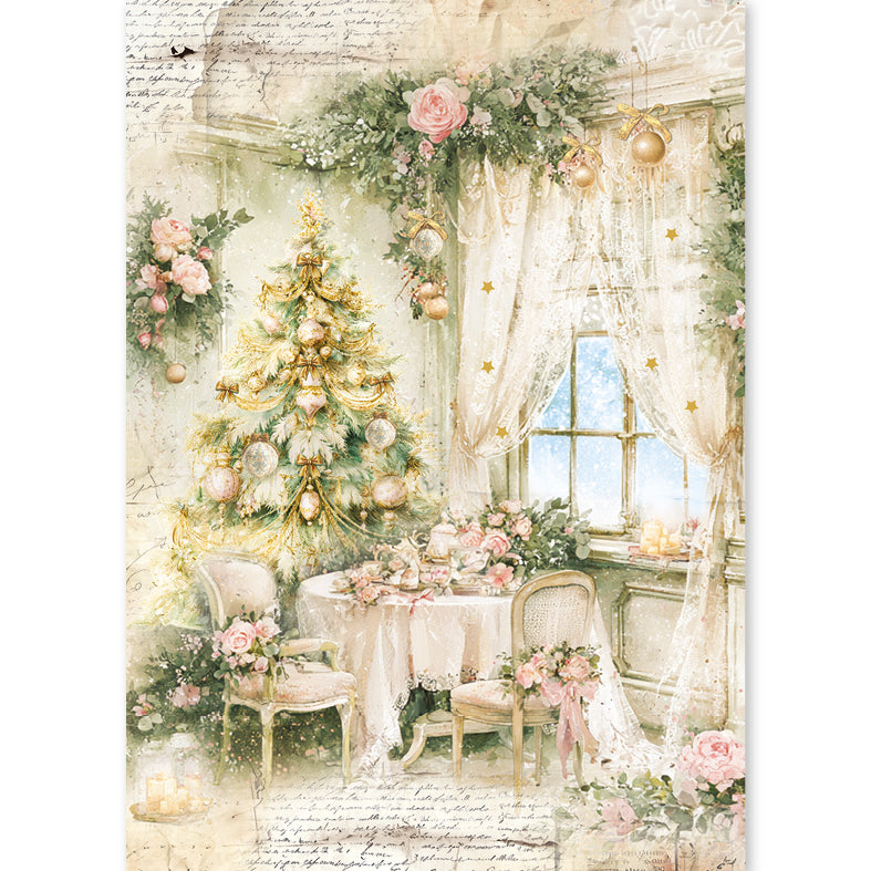 Ciao Bella GOLDEN WINTER - Christmas - A5 Assorted Rice Paper Selection Decoupage 8 sheets #CBRS051