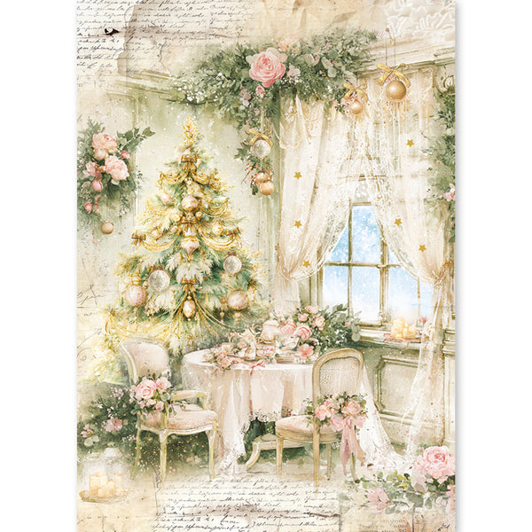 Ciao Bella GOLDEN WINTER - Christmas - A5 Assorted Rice Paper Selection Decoupage 8 sheets #CBRS051
