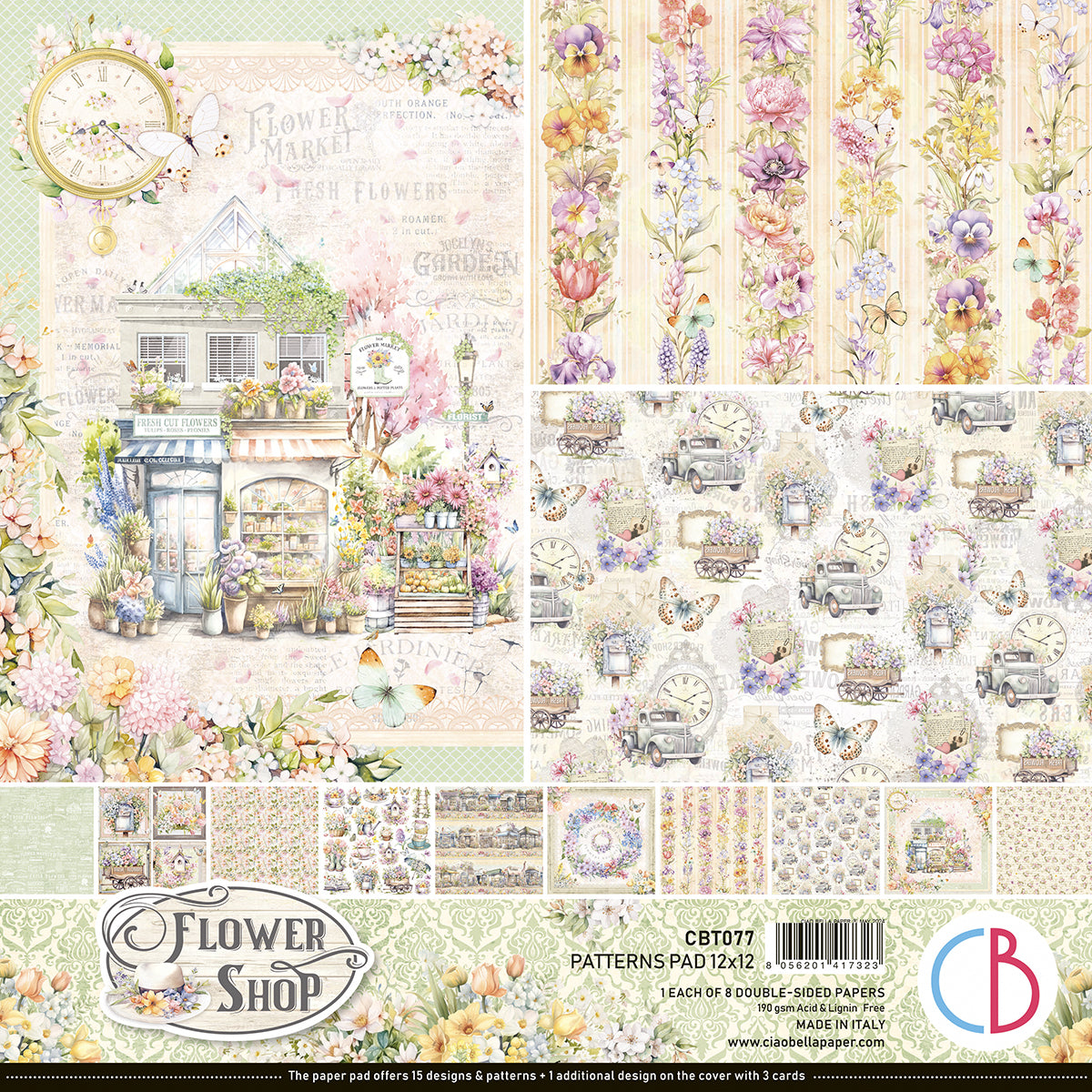 Ciao Bella FLOWER SHOP 12x12 Paper 8 Sheets #CBT077