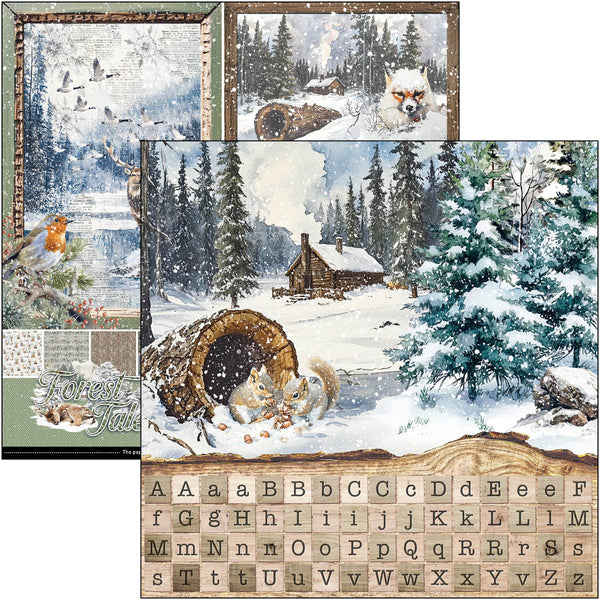 Ciao Bella FOREST TALES Winter Christmas Patterns Pad 12x12 Paper 8 Sheets #CBT090