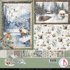 Collection of forest-themed paper designs with animals and nature elements, featuring the brand 'CB'.