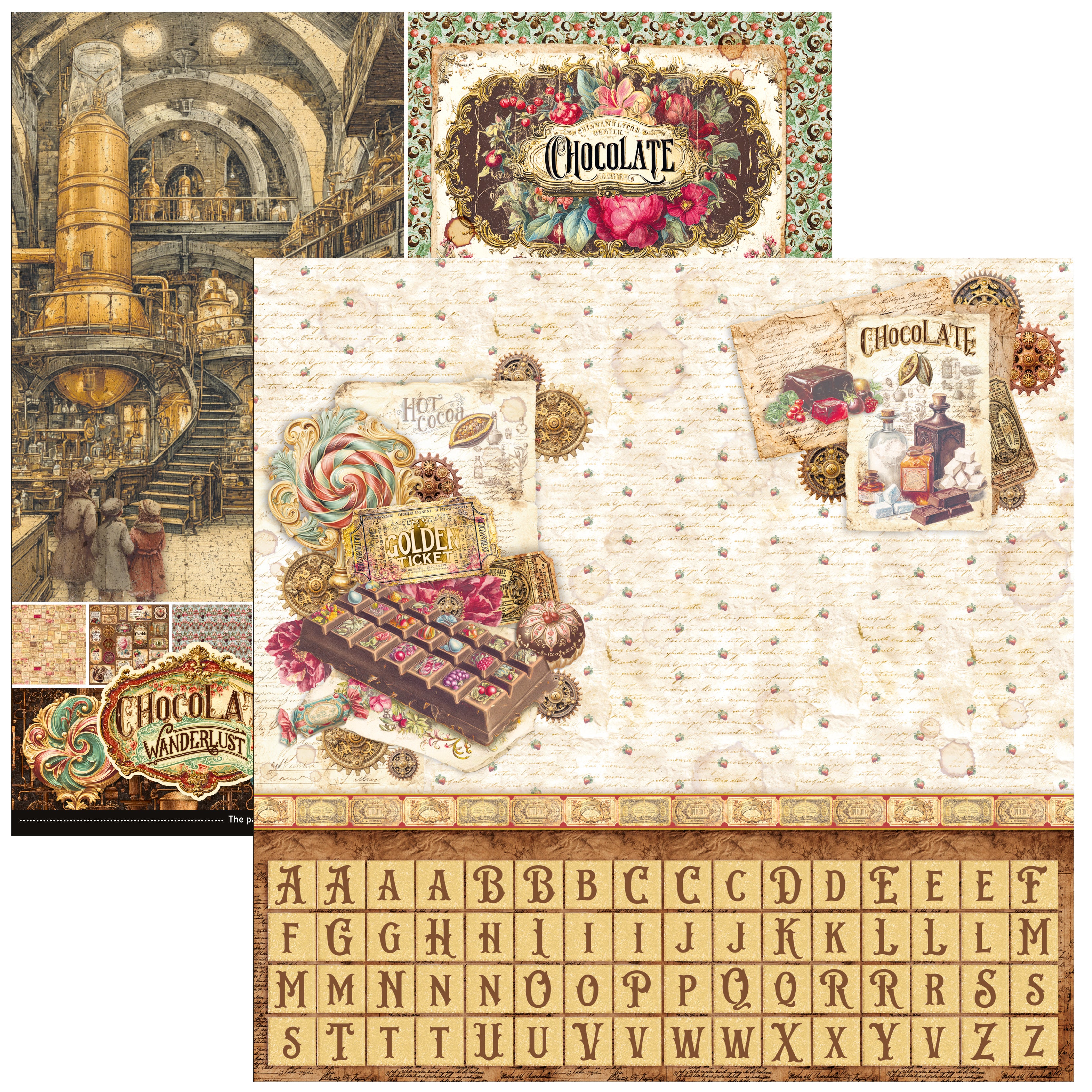 Ciao Bella CHOCOLATE WANDERLUST 12x12 Paper 8 Sheets #CBT100