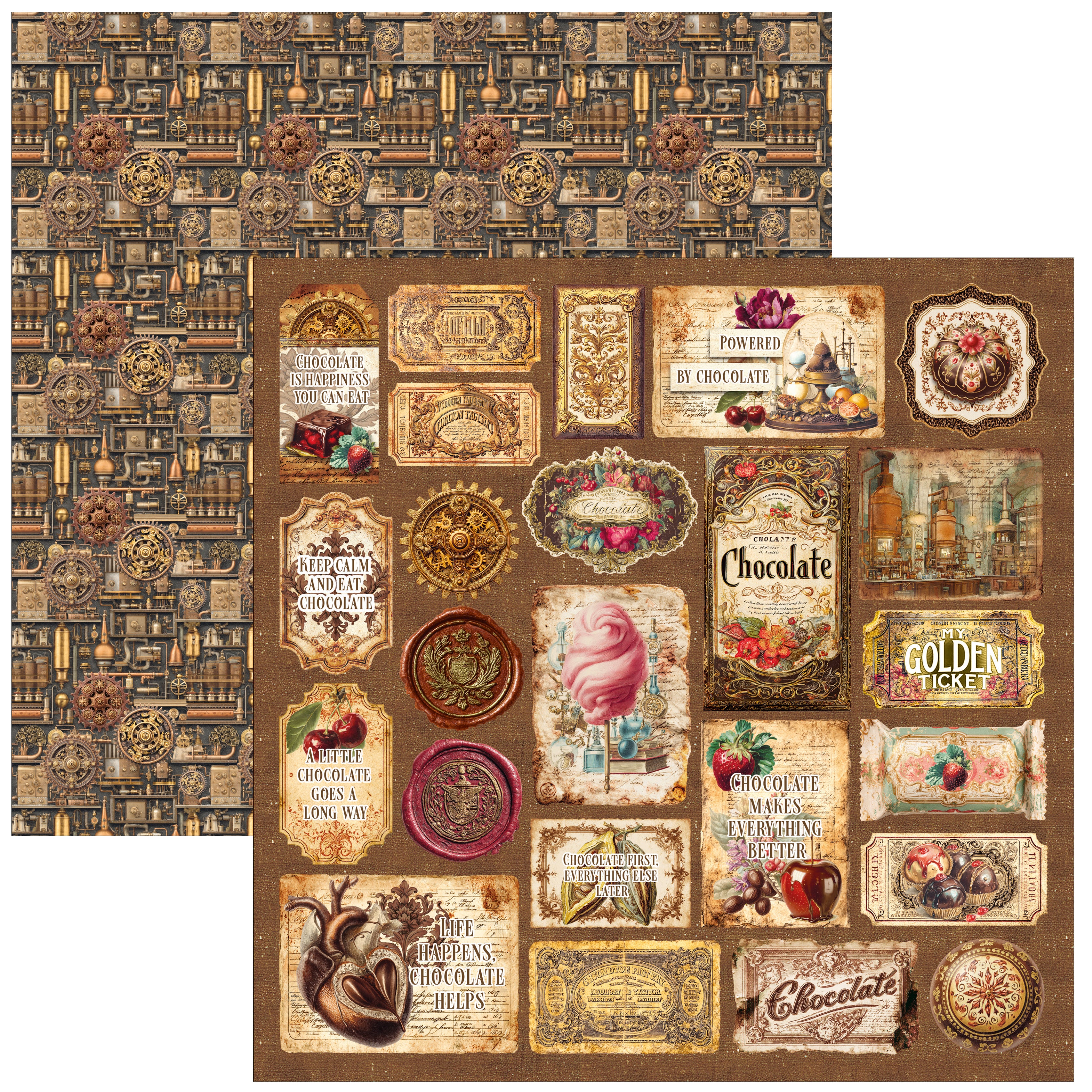 Ciao Bella CHOCOLATE WANDERLUST 12x12 Paper 8 Sheets #CBT100