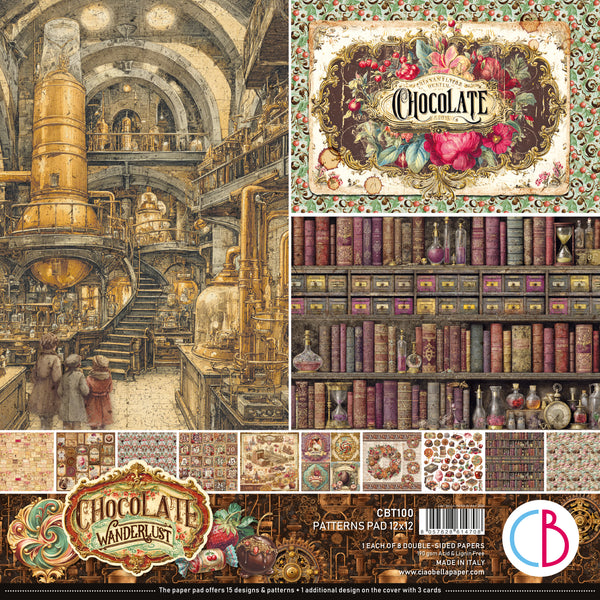 Ciao Bella CHOCOLATE WANDERLUST 12x12 Paper 8 Sheets #CBT100