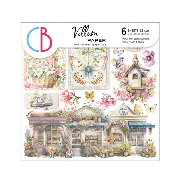 Ciao Bella FLOWER SHOP 6"x6" Vellum Paper 6 sheets #CBVQ016