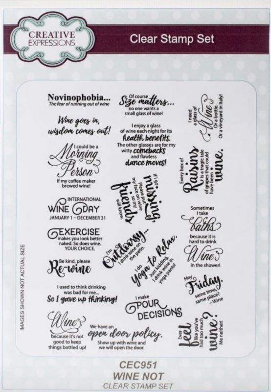 Creative Expressions WINE NOT Clear A5 Stamp Set 20 pieces #CEC951