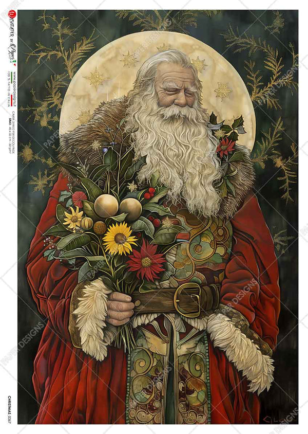 Paper Designs ST. NICHOLAS with Flowers I A4 Decoupage Rice Paper #CHRISTMAS_0367