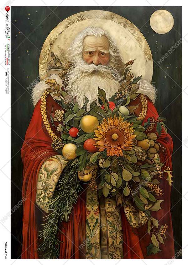 Paper Designs ST. NICHOLAS with Flowers II A4 Decoupage Rice Paper #CHRISTMAS_0368