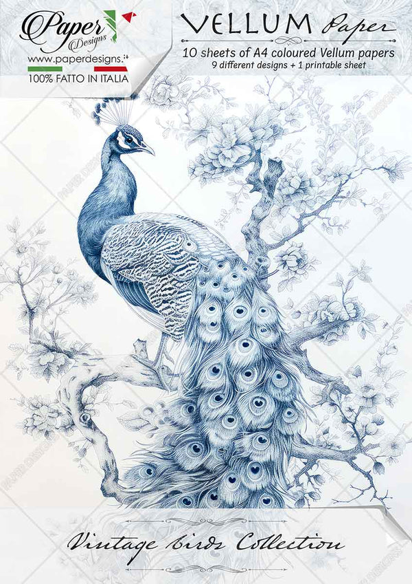 Paper Designs VINTAGE BIRDS Collection A4 Vellum Paper 10 sheets #VP_001