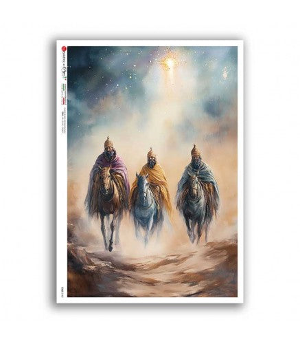 Paper Designs THREE WISEMEN APPROACHING A4 Decoupage Rice Paper #CULT_0182