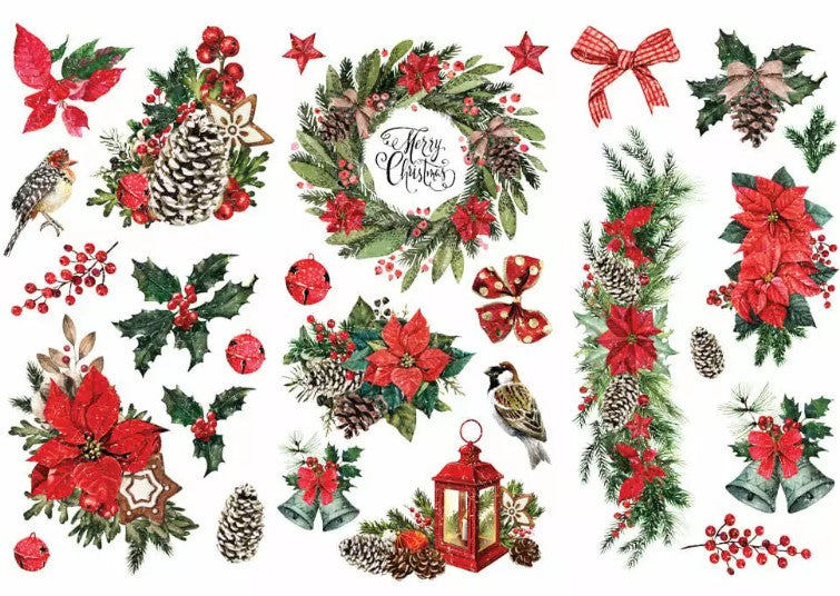 re-design with Prima CLASSIC CHRISTMAS 6X12 Decor Transfers 3 sheets #654962