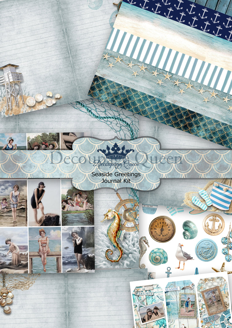 Decoupage Queen SEASIDE GREETINGS A4 Journal Kit #DQJP0003