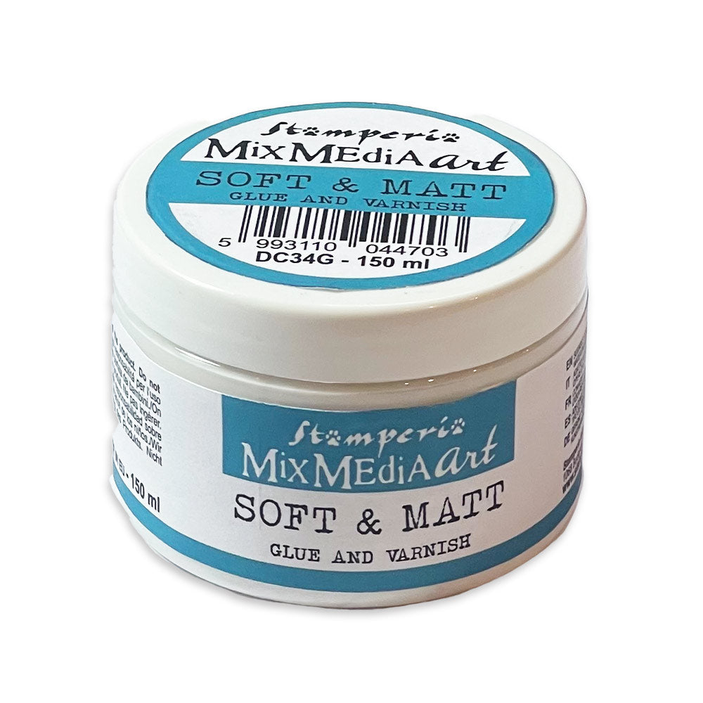 PRE-ORDER Stamperia - SOFT and MATTE Glue and Varnish - 150 ML - #DC34G