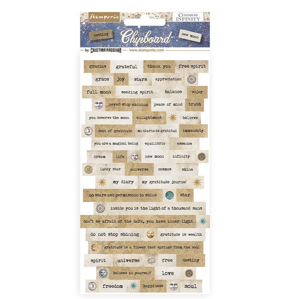 Stamperia COSMOS INFINITY Adhesive Chipboard 6X12