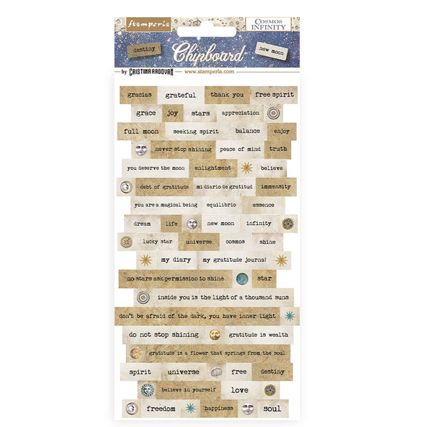 Stamperia COSMOS INFINITY Adhesive Chipboard 6X12" #DFLCB64