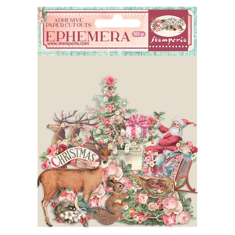 Stamperia PINK CHRISTMAS Adhesive Paper Cut Outs EPHEMERA #DFLCT28