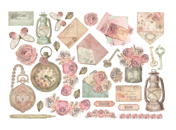 Stamperia SHABBY ROSE Adhesive Paper Cut Outs EPHEMERA #DFLCT47